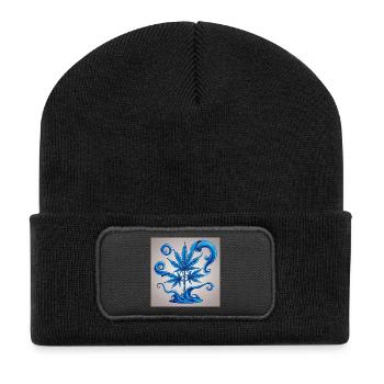 Blue hemp tree with water design - Recycled Patch Beanie - black - Front