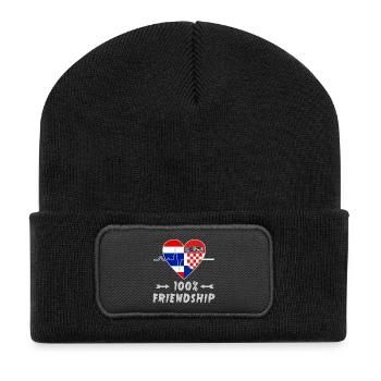 Thailand and Croatia 100% friendship - Recycled Patch Beanie - black - Front