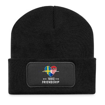 100 % amitié entre la Suède et la Croatie - Beanie recyclé à patch - noir - Devant