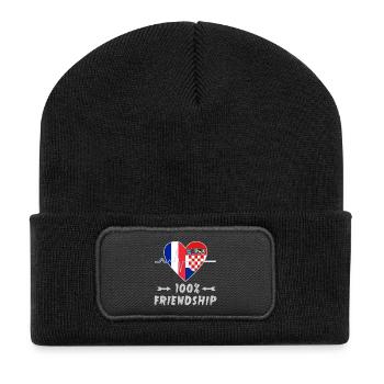 100 % amitié entre la France et la Croatie - Beanie recyclé à patch - noir - Devant
