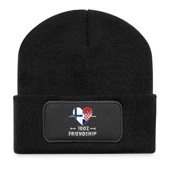100 % amitié entre la Finlande et la Croatie - Beanie recyclé à patch - noir - Devant
