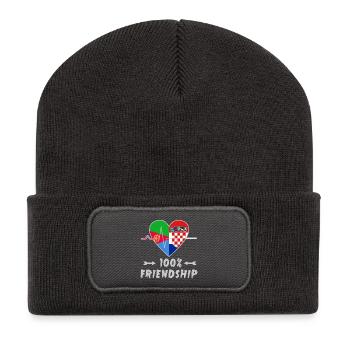 Eritrea und Kroatien 100% Freundschaft - Recycelte Patch Beanie - Dunkelgrau - Vorne