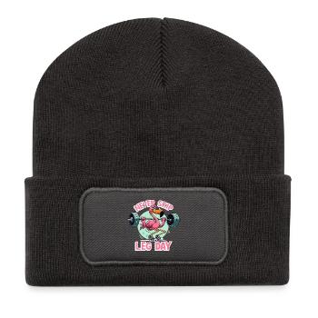 Leg Day Flamingo Leg Workout Funny Gym Gift - Recycled Patch Beanie - dark grey - Front