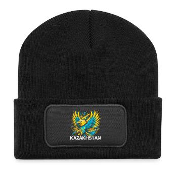 Kasachstan Adler Flagge Fahne cool Geschenk - Recycelte Patch Beanie - Schwarz - Vorne