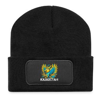 Kasachstan Adler Flagge Fahne kyrillisch Geschenk - Recycelte Patch Beanie - Schwarz - Vorne