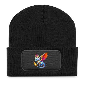 Drache - Recycelte Patch Beanie - Schwarz - Vorne