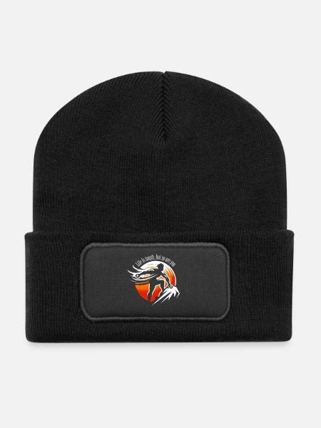 Spruch Shirt,Das Leben ist hart,aber du bist es - Recycelte Patch Beanie - Schwarz