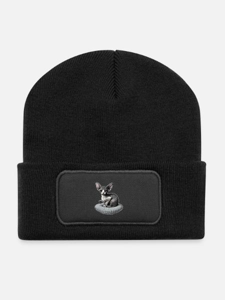 Little Sphynx Cat - Recycled Patch Beanie - black