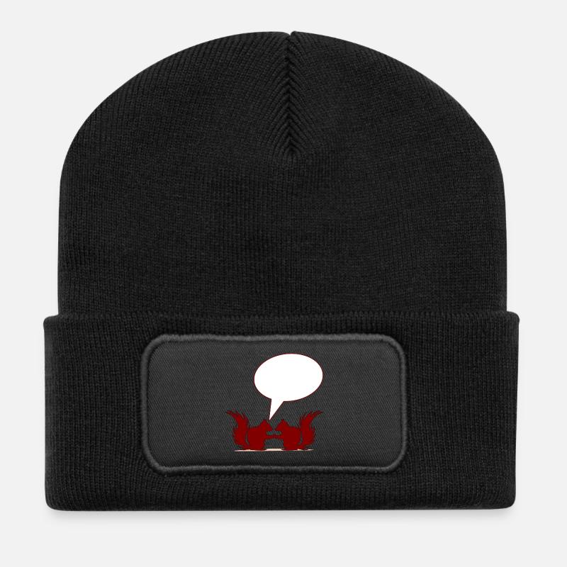 BEZIEHUNGSSPRÜCHE SELBST GESTALTEN EICHHÖRNCHEN - Recycelte Patch Beanie - Schwarz