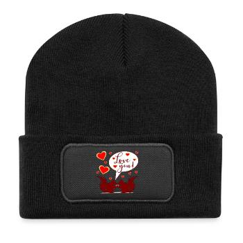 SQUIRREL - LOVE YOU COUPLE - Recycled Patch Beanie - black - Front