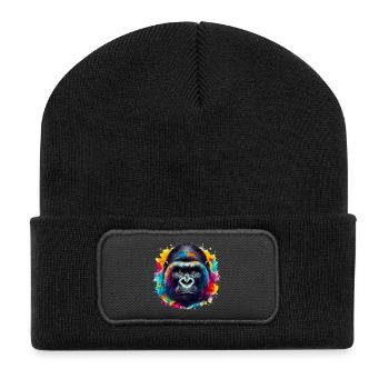Gorilla - Recycelte Patch Beanie - Schwarz - Vorne