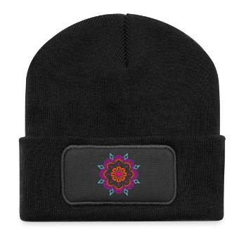 Ornement de yoga étoile flocon de neige Noël om - Beanie recyclé à patch - noir - Devant