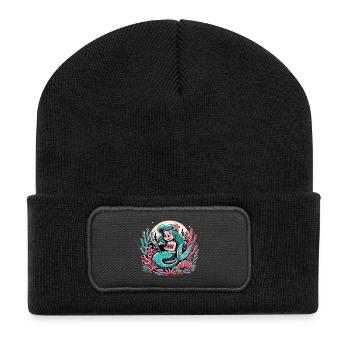 Mermaid Mermaid Reading Book Books Gift - Recycled Patch Beanie - black - Front