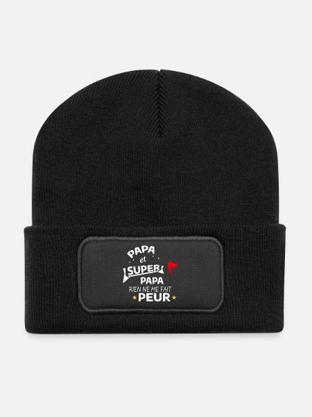 Supervater und Held Supervater - Recycelte Patch Beanie - Schwarz