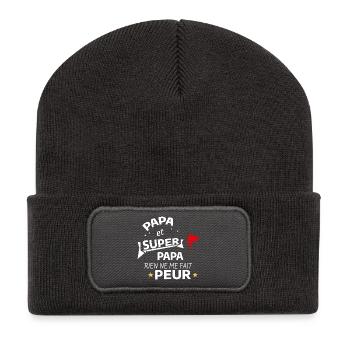 Supervater und Held Supervater - Recycelte Patch Beanie - Dunkelgrau - Vorne
