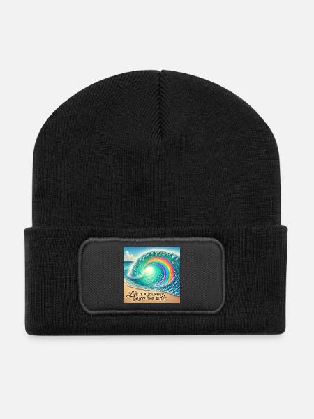 Wave Journey Tourbillon arc-en-ciel - Beanie recyclé à patch - noir