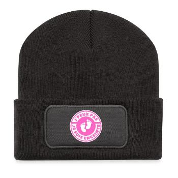 Ich kann nicht, ich bin schwanger - Recycelte Patch Beanie - Dunkelgrau - Vorne