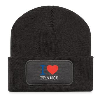 I LOVE FRANCE - Recycled Patch Beanie - dark grey - Front