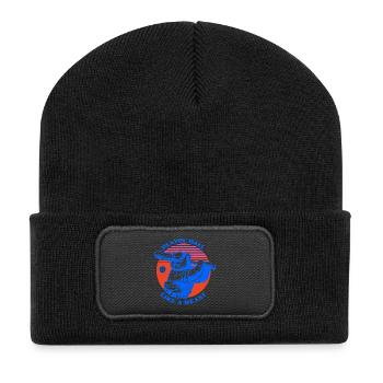 Ours de baseball de style rétro - Beanie recyclé à patch - noir - Devant