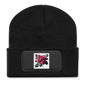 Rose rouge - Beanie recyclé à patch - noir - Devant