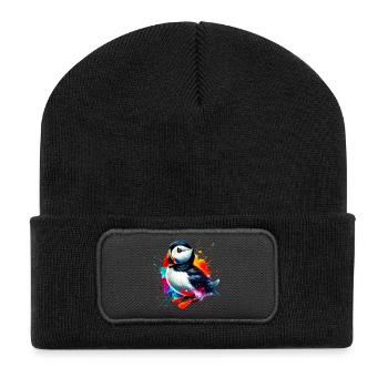 Papageitaucher - Recycelte Patch Beanie - Schwarz - Vorne