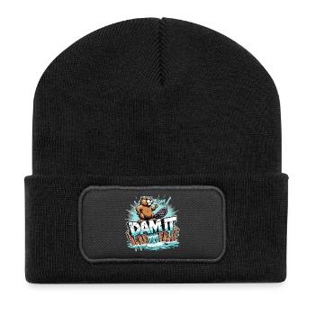 Beaver Dam Damn Funny Beaver Gift - Recycled Patch Beanie - black - Front