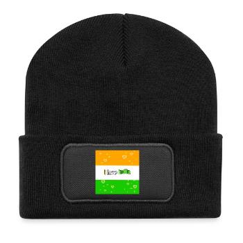 Ich liebe Indien - Recycelte Patch Beanie - Schwarz - Vorne