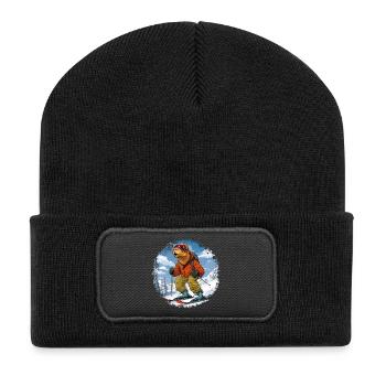 Kamel Skifahrer - Recycelte Patch Beanie - Schwarz - Vorne