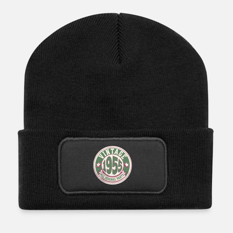 Design Vintage 1955 Alle Originalteile - Recycelte Patch Beanie - Schwarz