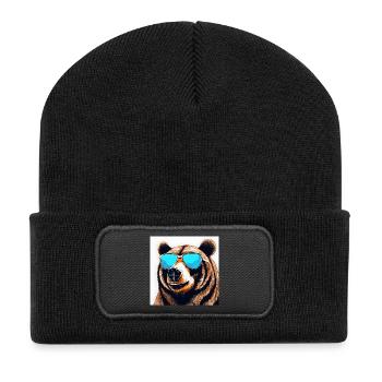 Bear with Sunglasses Pop Art - Recycled Patch Beanie - black - Front