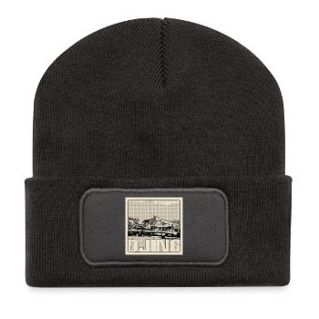 DJing Halftone Mix - Recycelte Patch Beanie - Dunkelgrau - Vorne