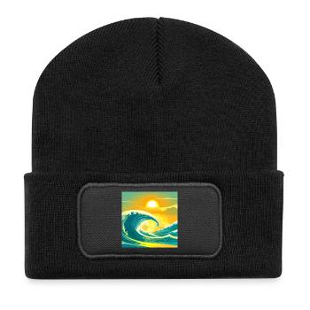Sea Sun - Recycelte Patch Beanie - Schwarz - Vorne
