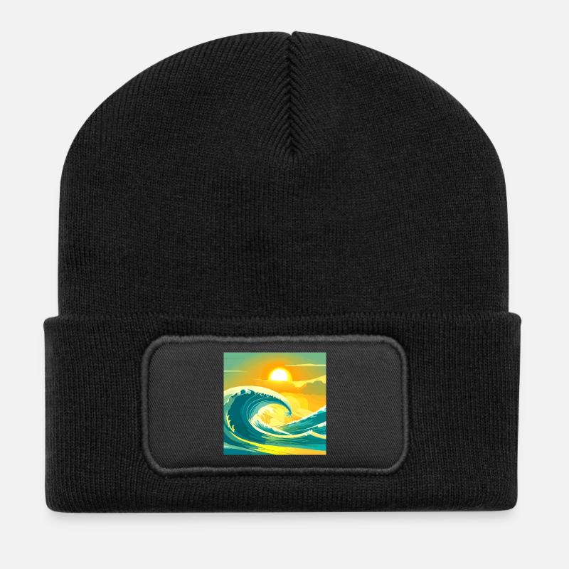 Sea Sun - Recycelte Patch Beanie - Schwarz