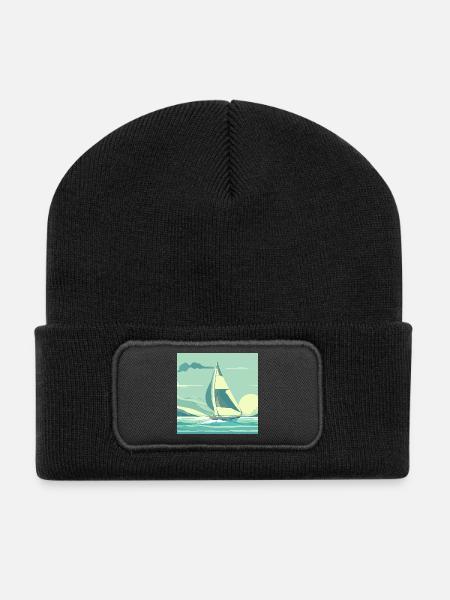 Sailing Boat - Recycelte Patch Beanie - Schwarz