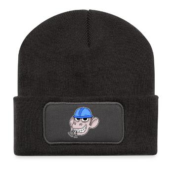 Affe Baustelle Bauarbeiter - Recycelte Patch Beanie - Dunkelgrau - Vorne