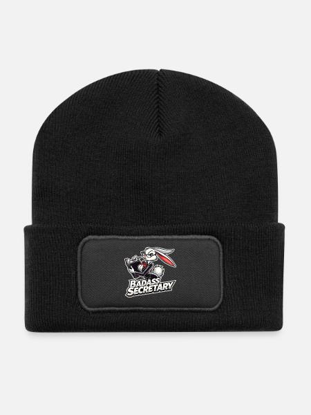 Knallharte Sekretärin Häsin witzig Geschenk - Recycelte Patch Beanie - Schwarz