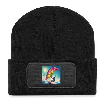 Kitesurfen, Kitesurfen, Surfen Fan - Recycelte Patch Beanie - Schwarz - Vorne