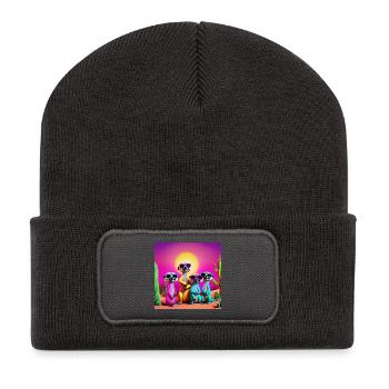 Meerkat, meerkat family, meerkat humor - Recycled Patch Beanie - dark grey - Front