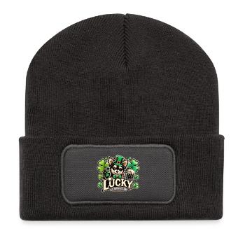 St. Patrick's Day Leprechaun Chihuahua Happy - Recycled Patch Beanie - dark grey - Front
