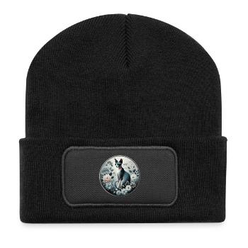Princesse Sphynx chat parmi les fleurs - Beanie recyclé à patch - noir - Devant