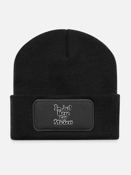 I'm Just Here For Stickers - Recycled Patch Beanie - black