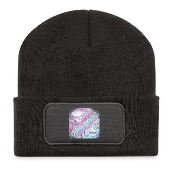 Pop Art Style Frayed Edge - Recycled Patch Beanie - dark grey - Front