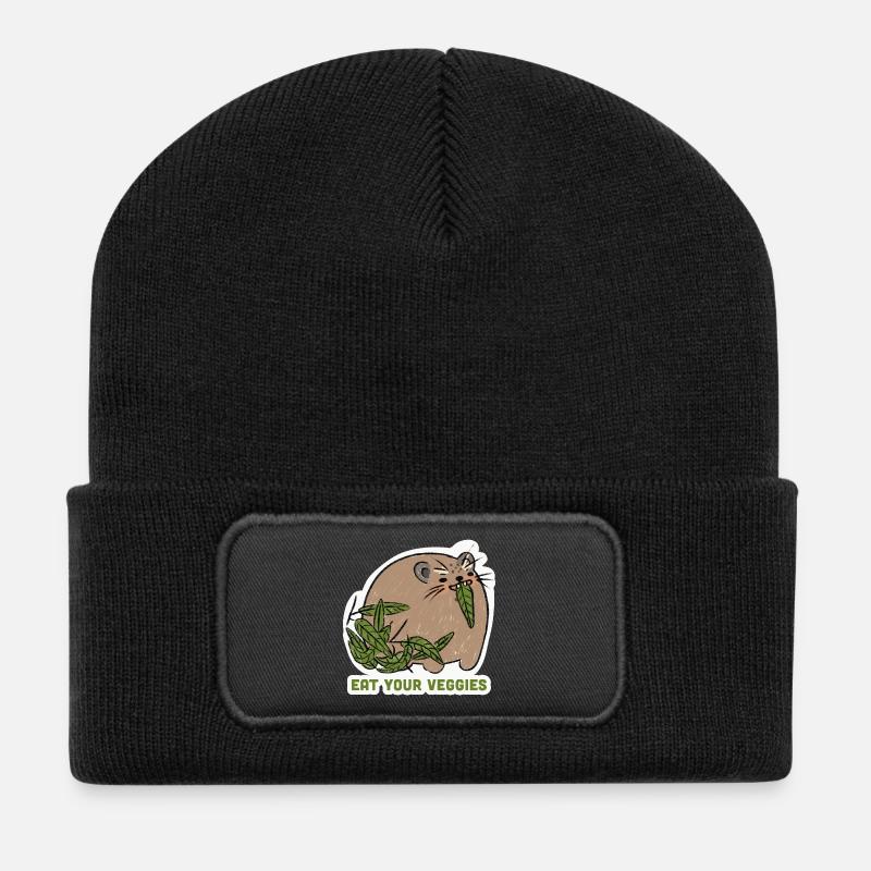 Mangez vos légumes – Motif d’animal amusant - Beanie recyclé à patch - noir