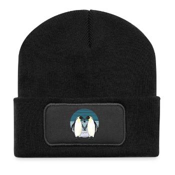 Valentines Day - Penguin Love with Heart - Recycled Patch Beanie - black - Front