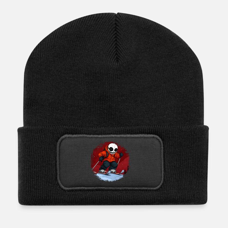 Skiers Skull - Recycled Patch Beanie - black