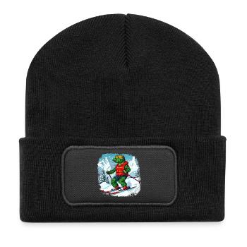 Krokodile Ski - Recycelte Patch Beanie - Schwarz - Vorne