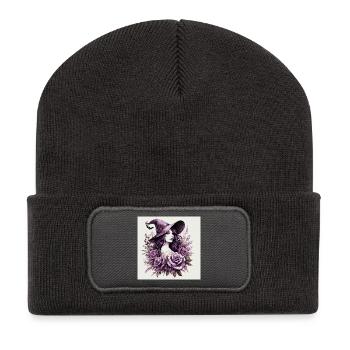 Sorcière Violetta - Beanie recyclé à patch - charbon - Devant