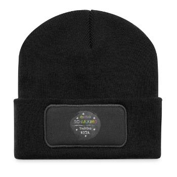 Finally a schoolchild - goodbye daycare | Chalkboard Design - Recycled Patch Beanie - black - Front