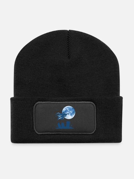 Geister Silhouette Vollmond design gräber - Recycelte Patch Beanie - Schwarz