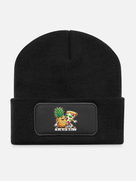 Pizza Hawaii Zungenkuss Liebe witzig Geschenk - Recycelte Patch Beanie - Schwarz